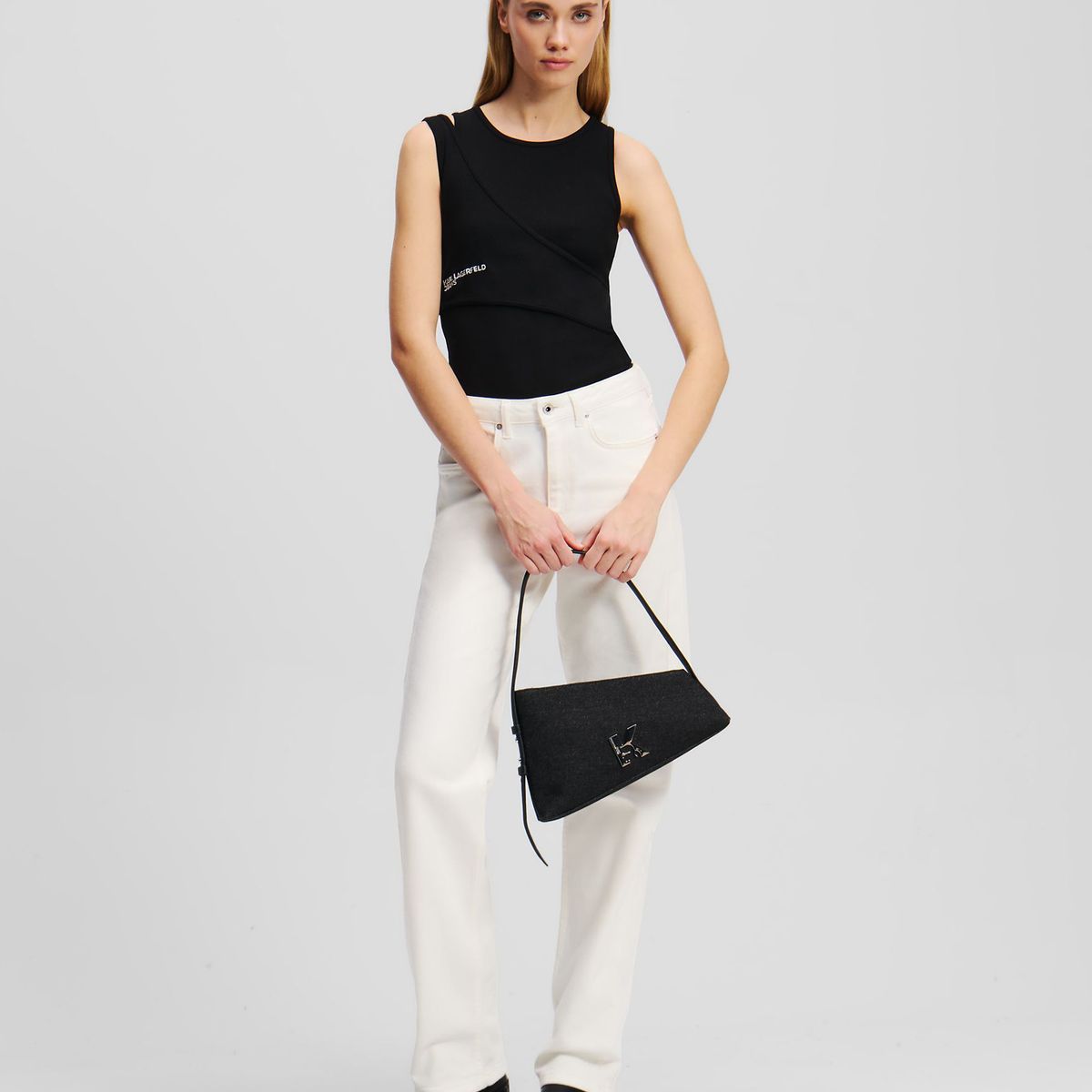 KARL LAGERFELD - Polera acanalada sin mangas