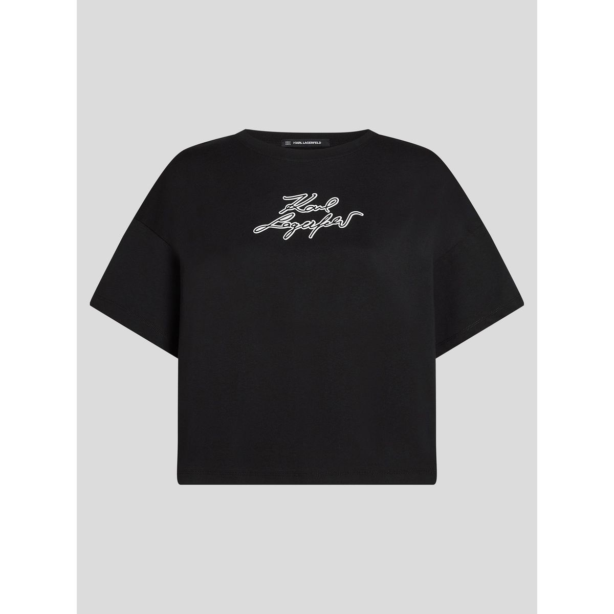 KARL LAGERFELD - Polera boxy varsity con logotipo bordado