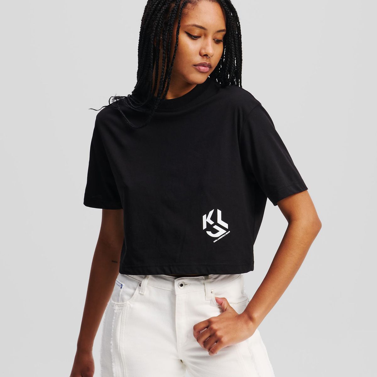 KARL LAGERFELD - Polera cropped con monograma