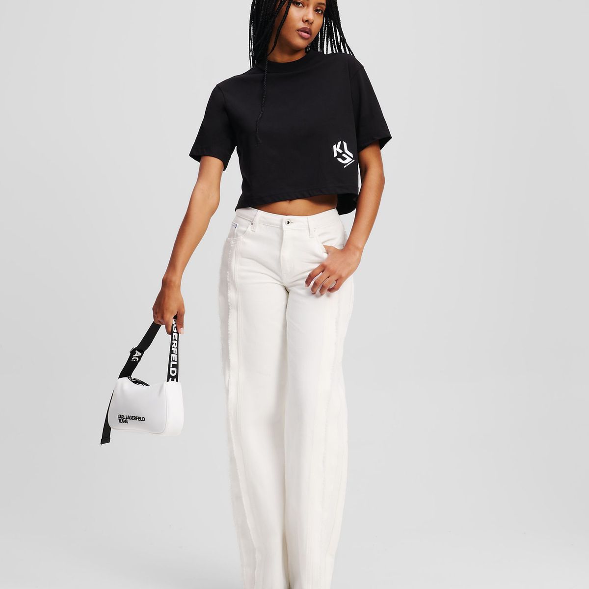 KARL LAGERFELD - Polera cropped con monograma