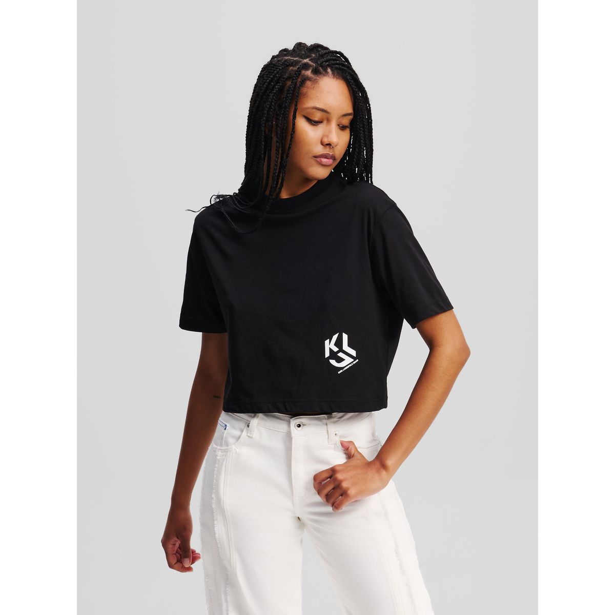 KARL LAGERFELD - Polera cropped con monograma
