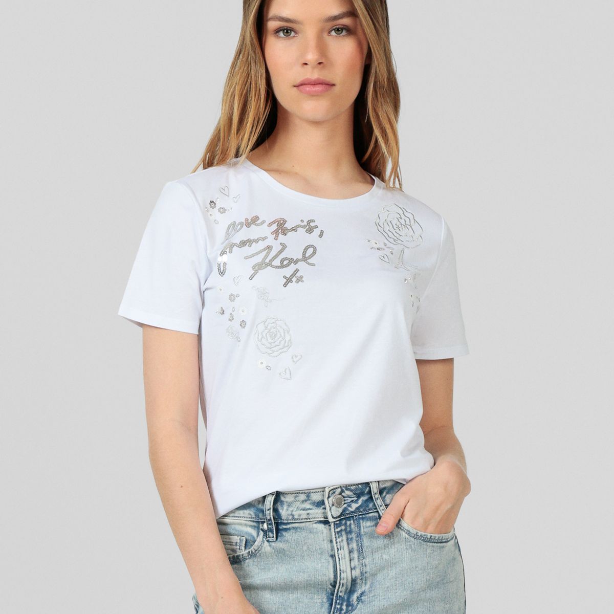 KARL LAGERFELD - Polera con estampado con detalles distintivos de Karl