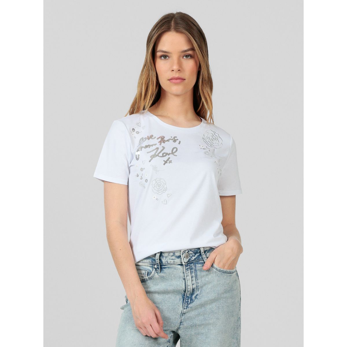 KARL LAGERFELD - Polera con estampado con detalles distintivos de Karl