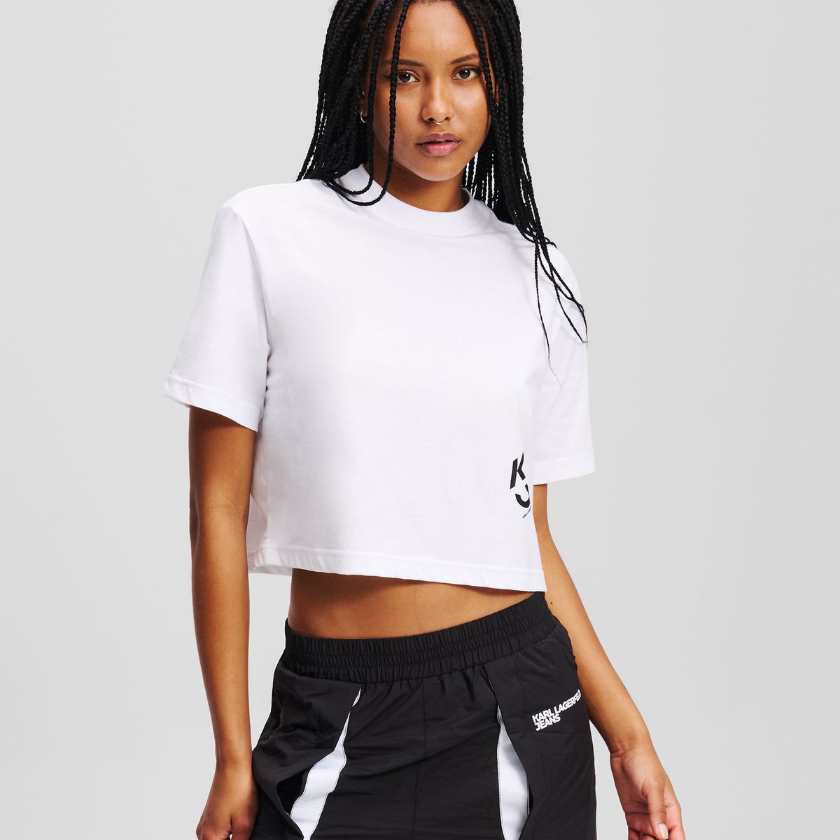 KARL LAGERFELD - Polera cropped con monograma