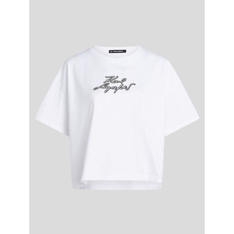 KARL LAGERFELD - Polera boxy varsity con logotipo bordado