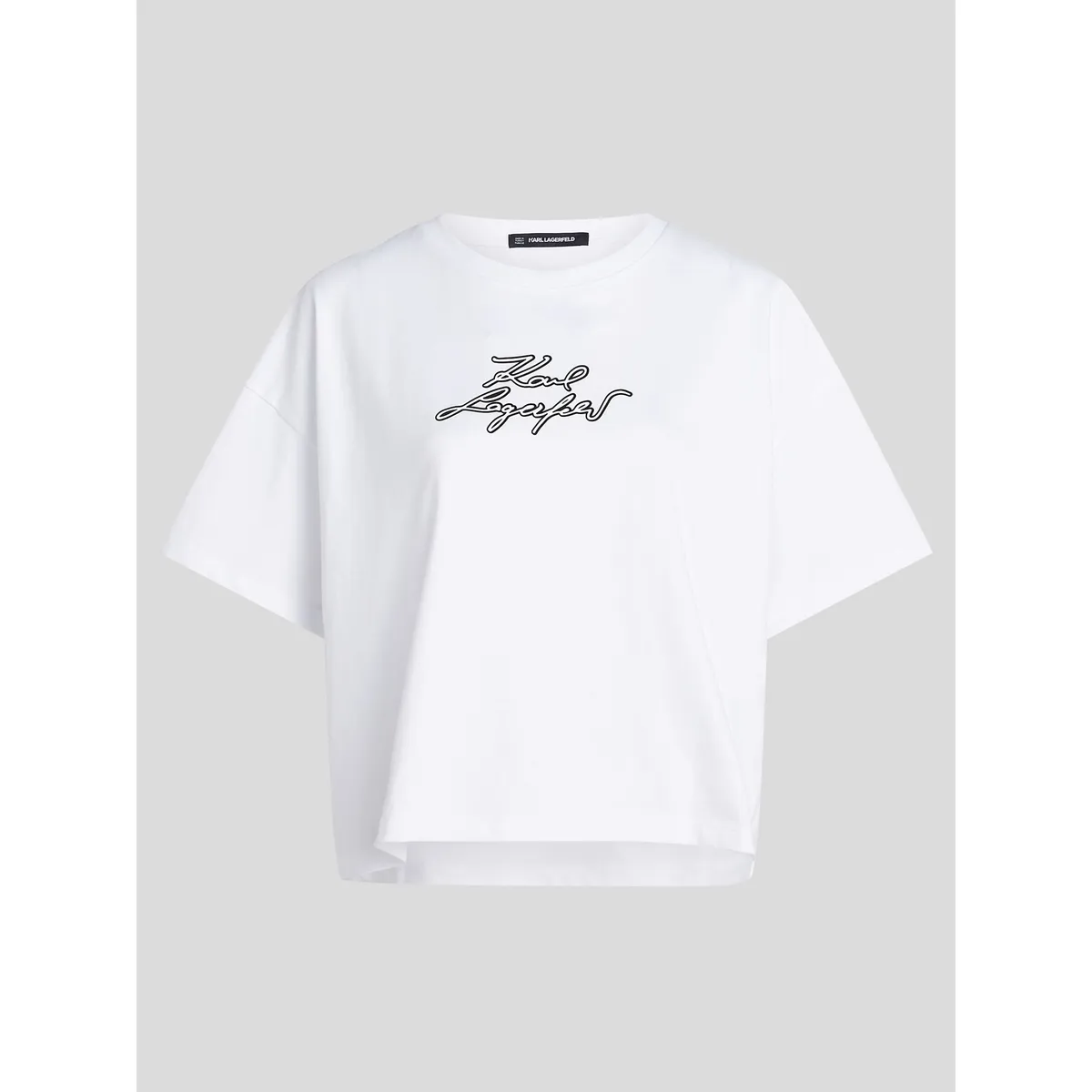 KARL LAGERFELD - Polera boxy varsity con logotipo bordado