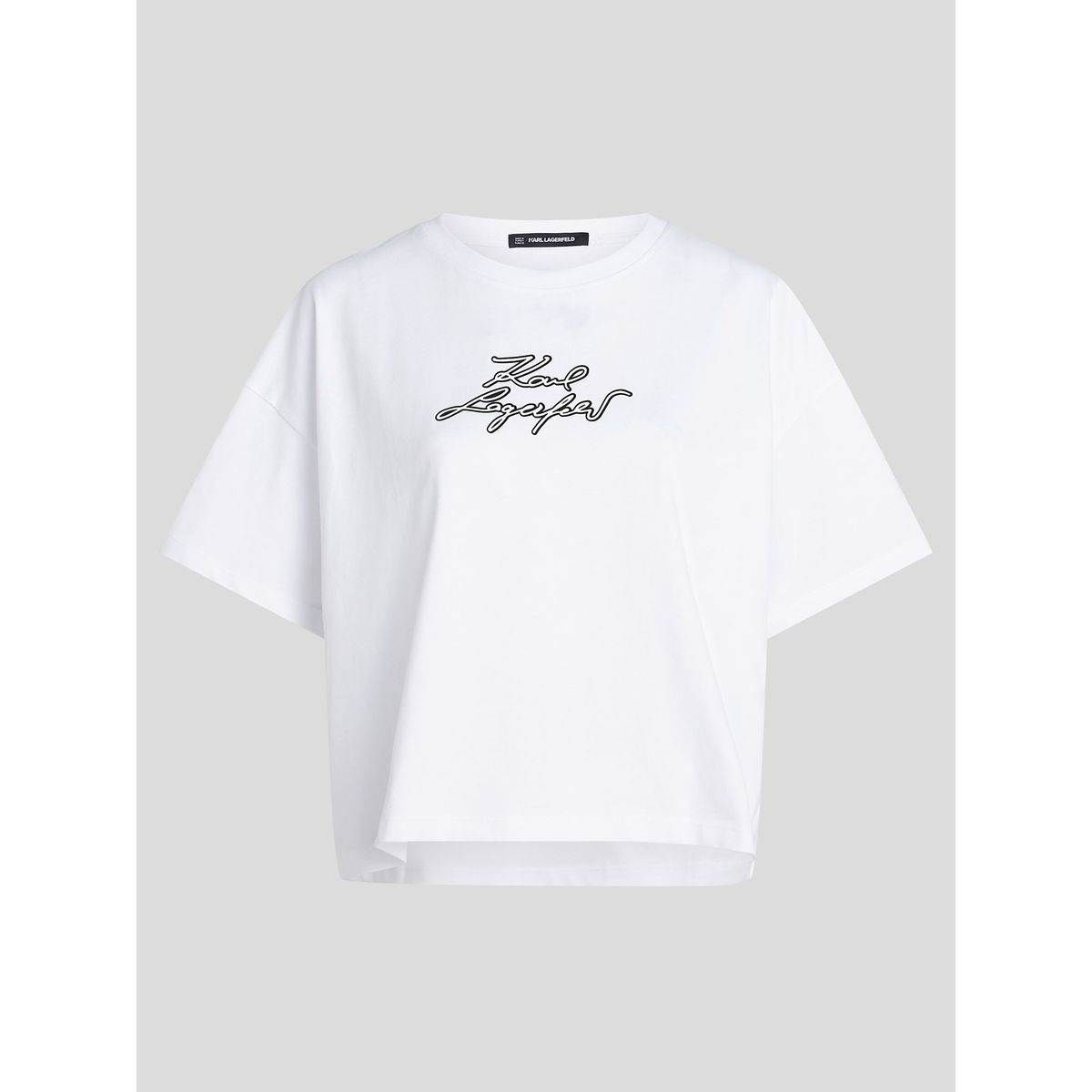 KARL LAGERFELD - Polera boxy varsity con logotipo bordado