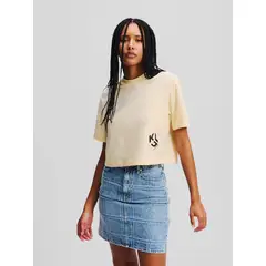 KARL LAGERFELD - Polera cropped con monograma Blanco