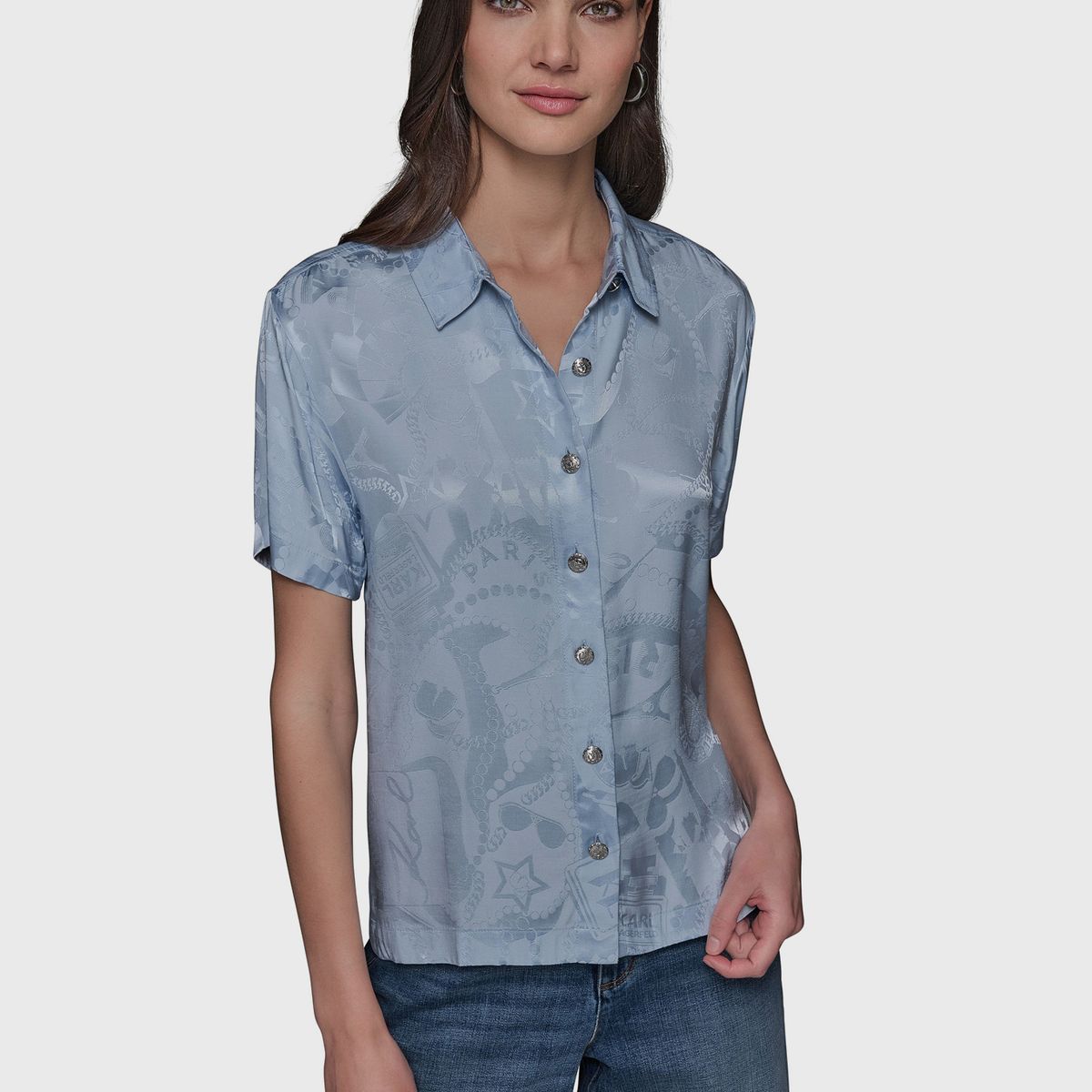 KARL LAGERFELD - Blusa jacquard de manga corta