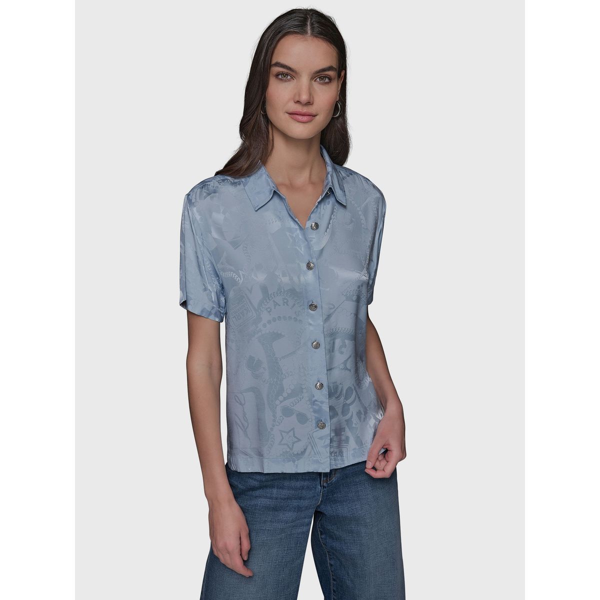 KARL LAGERFELD - Blusa jacquard de manga corta