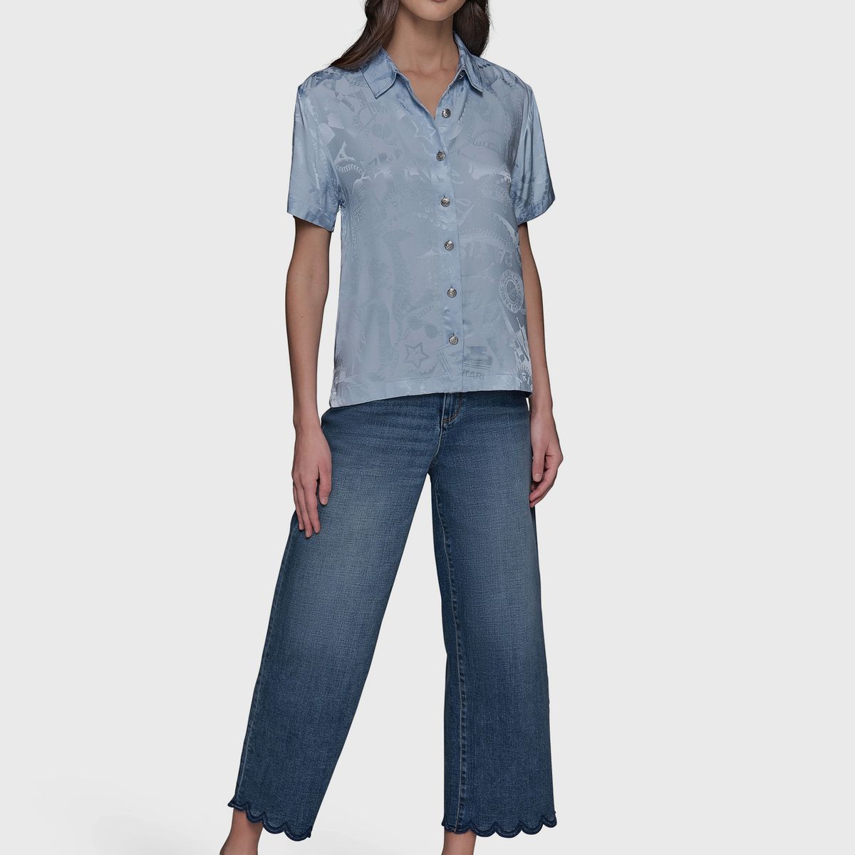 KARL LAGERFELD - Blusa jacquard de manga corta