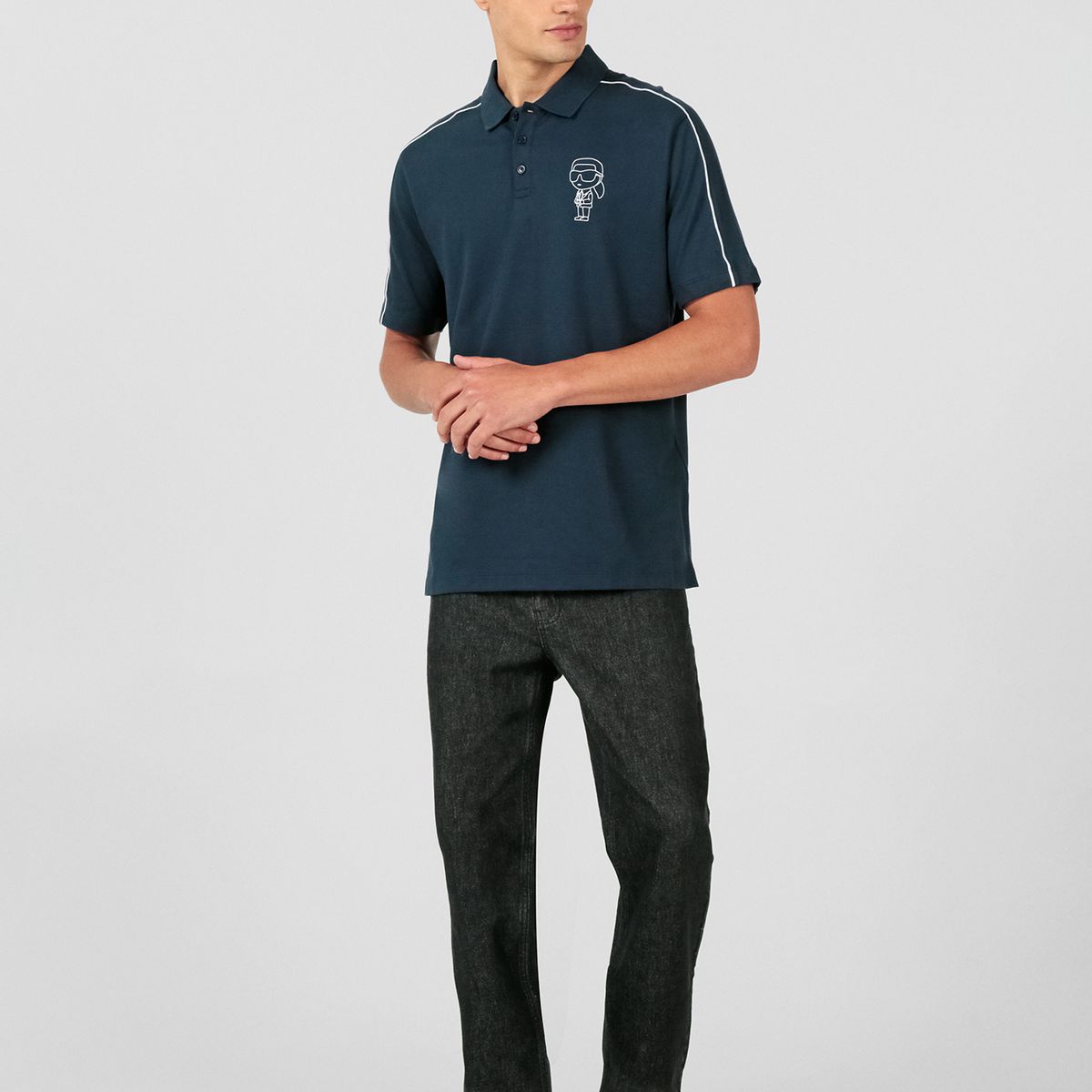 KARL LAGERFELD - Polo con detalles de silueta de logo de KARL