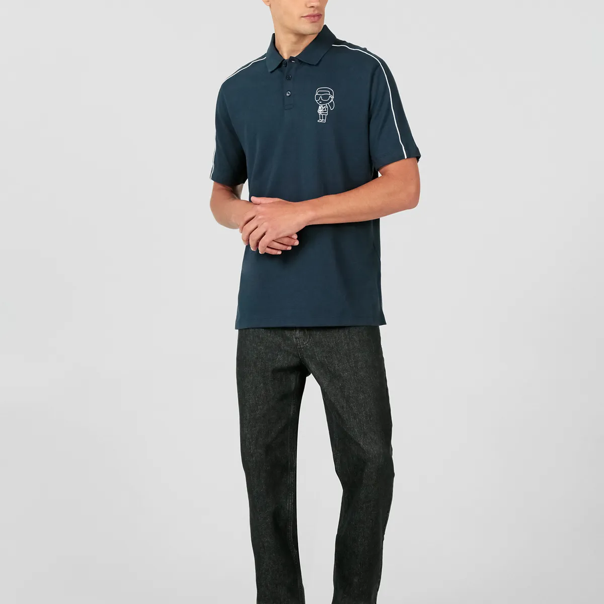 KARL LAGERFELD - Polo con detalles de silueta de logo de KARL