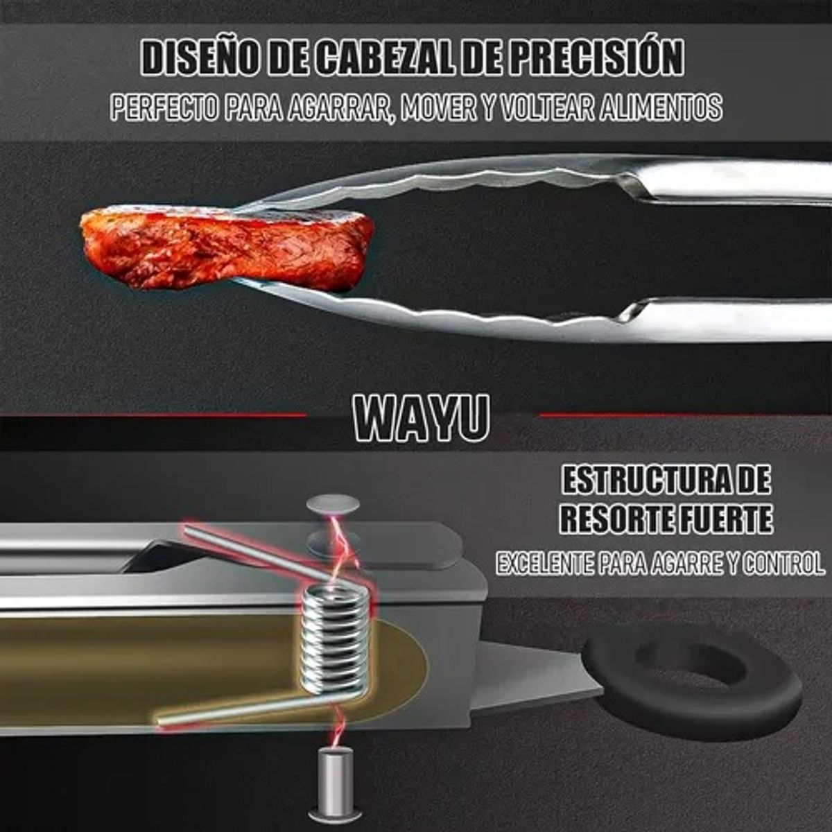 GENERICO - Pinza De Parrilla Madera Wayu Bbq