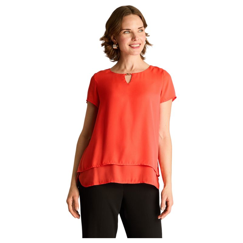 LORENZO DI PONTTI - Blusa Coral Cuello Gota Manga Corta