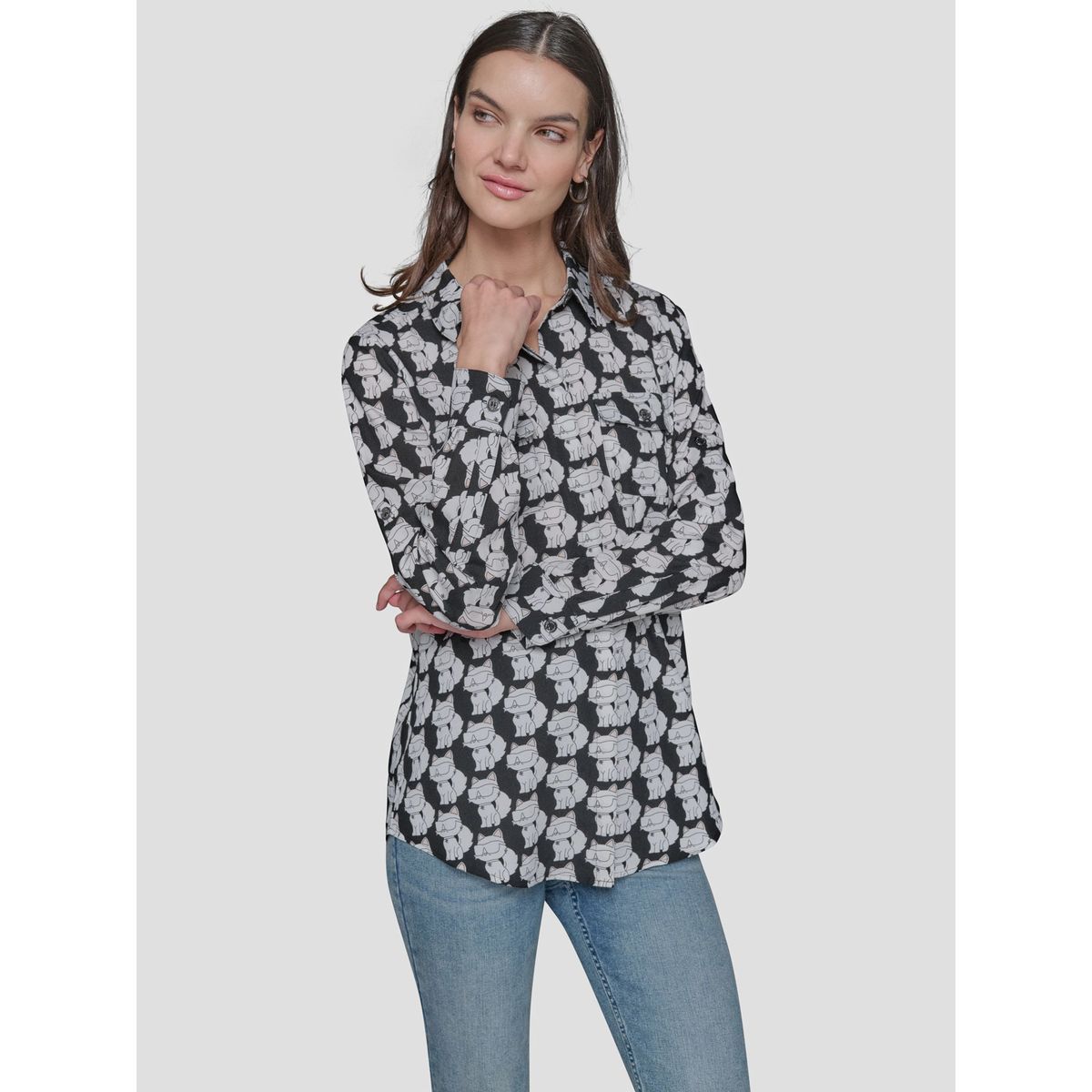 KARL LAGERFELD - Camisa enrollable con estampado