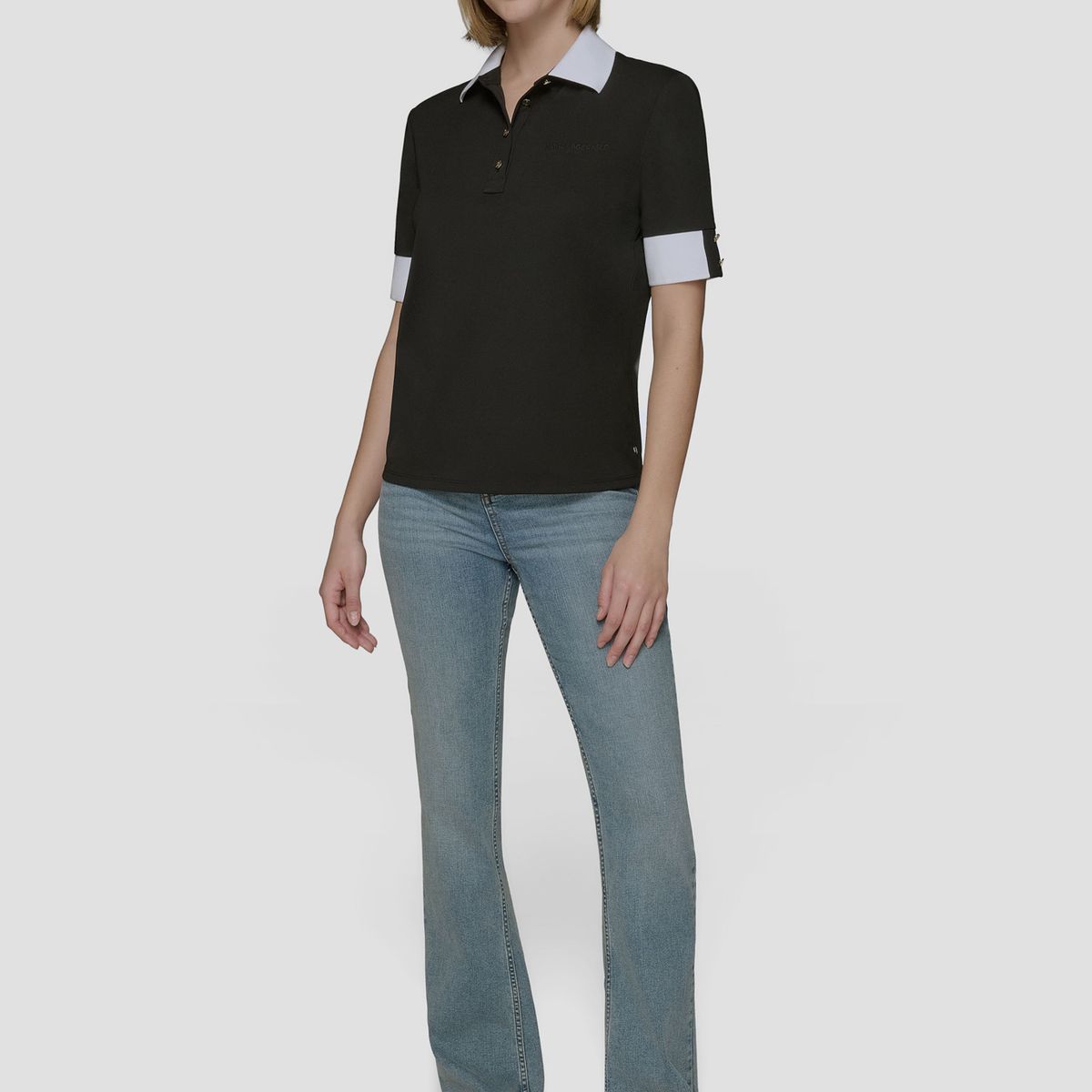 KARL LAGERFELD - Polera henley con puños en contraste