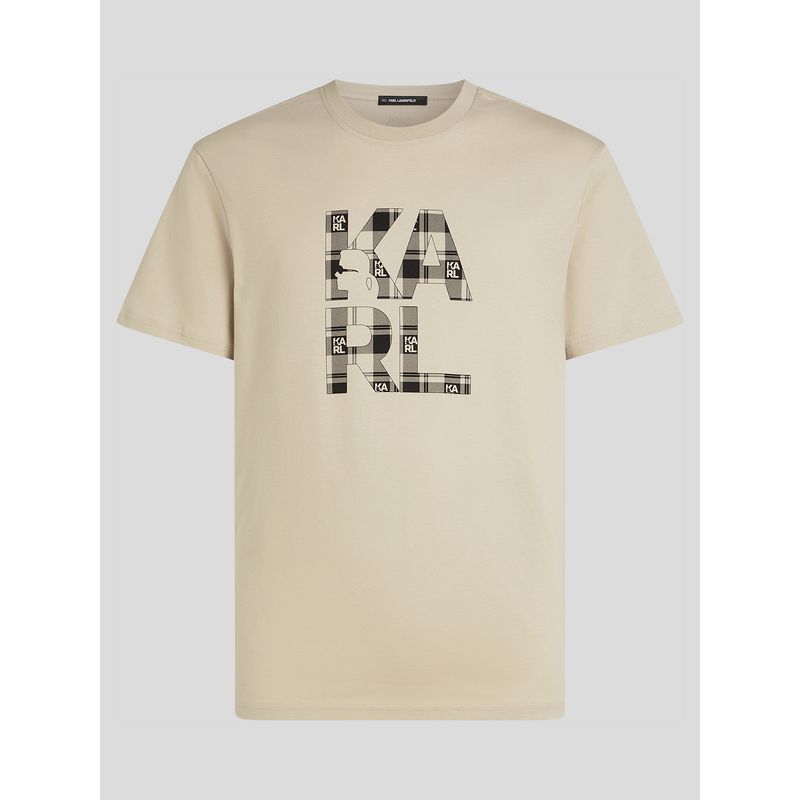 KARL LAGERFELD - Polera con logotipo a patrón de cuadros