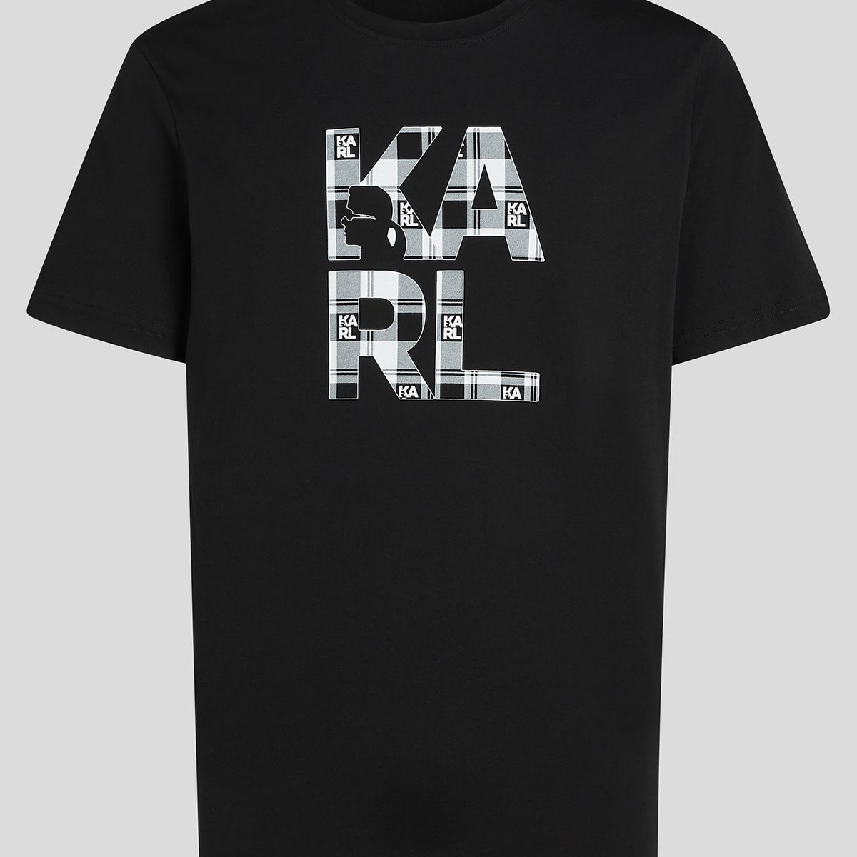 KARL LAGERFELD - Polera con logotipo a patrón de cuadros