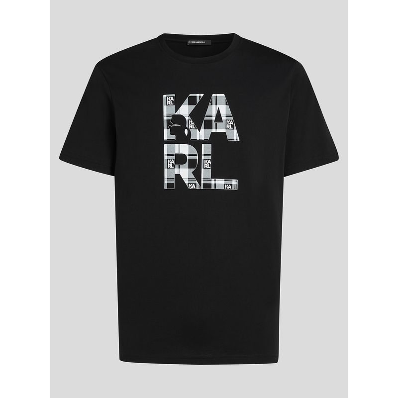 KARL LAGERFELD - Polera con logotipo a patrón de cuadros
