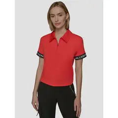 KARL LAGERFELD - Polo cropped con cierre de cremallera