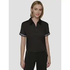 KARL LAGERFELD - Polo cropped con cierre de cremallera