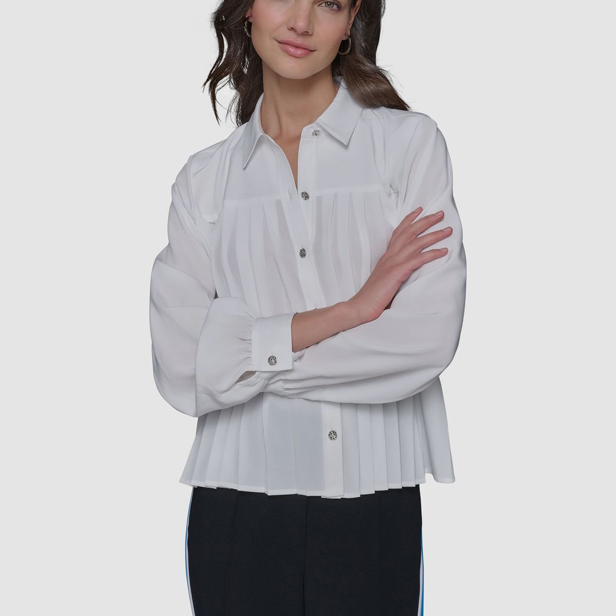 KARL LAGERFELD - Camisa de popelina plisada