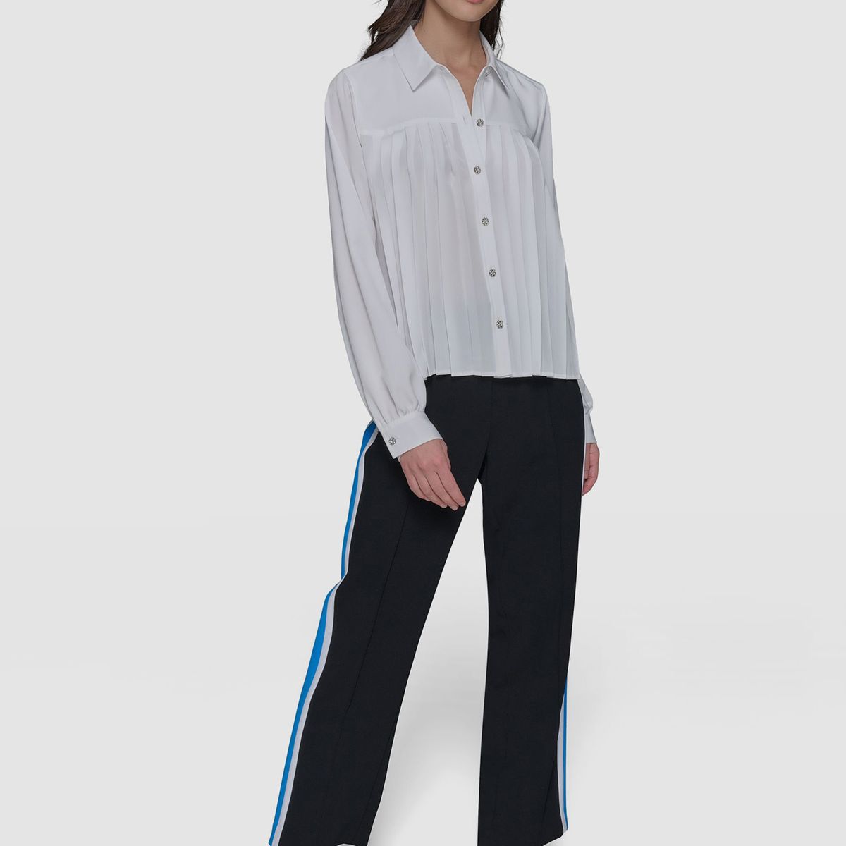 KARL LAGERFELD - Camisa de popelina plisada