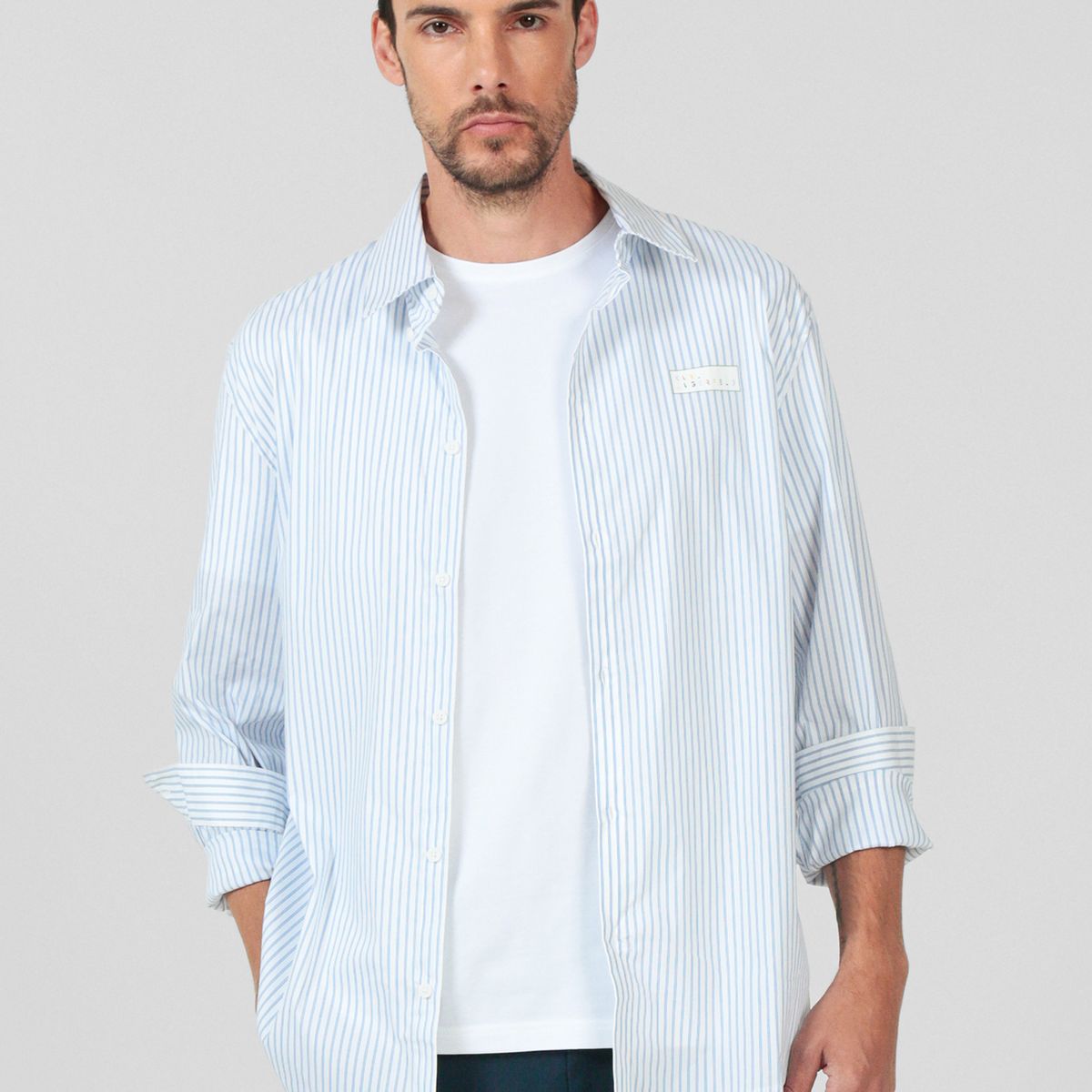 KARL LAGERFELD - Camisa de rayas con logotipo