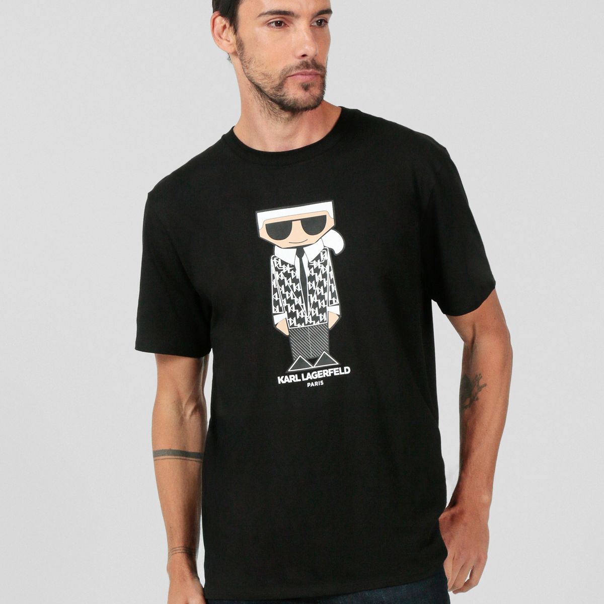 KARL LAGERFELD - Polera con estampado de Karl flat head