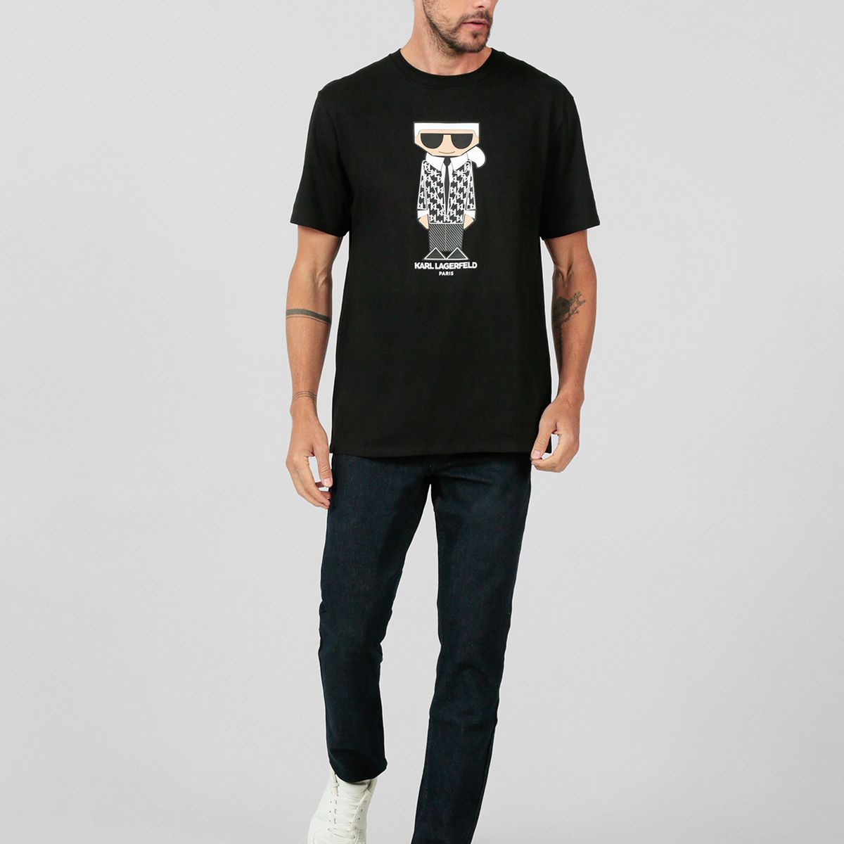 KARL LAGERFELD - Polera con estampado de Karl flat head