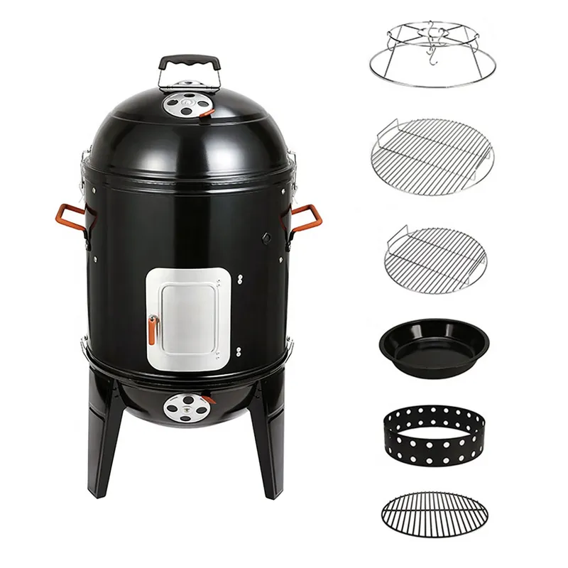 GENERICO - Ahumador y parrilla a Carbón 3 en 1  - 44 cm