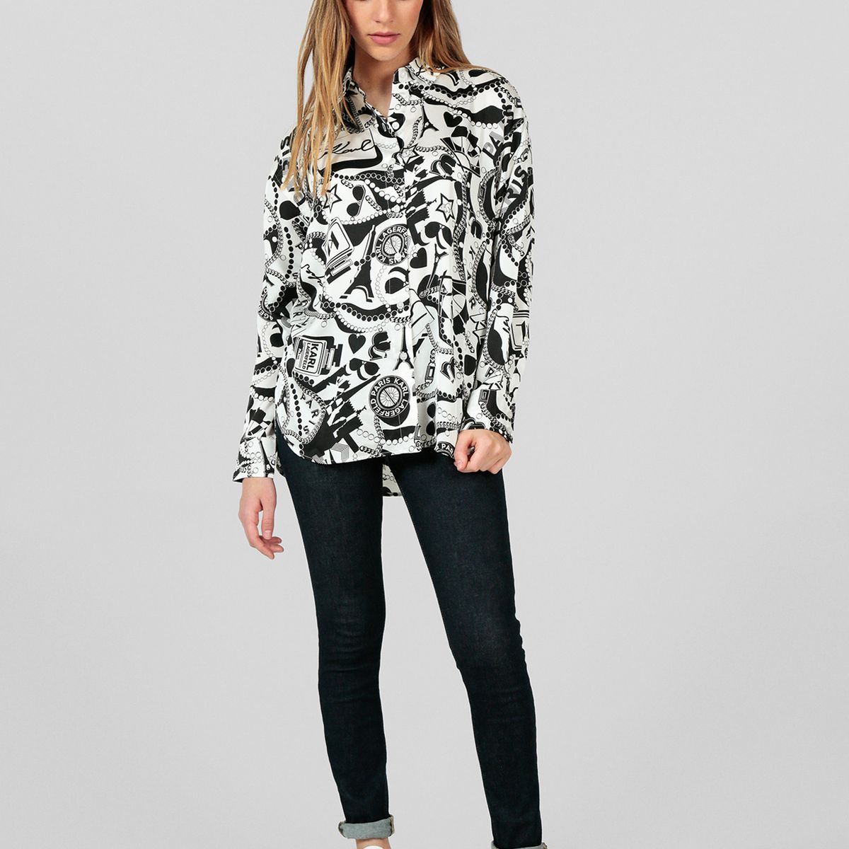KARL LAGERFELD - Blusa estampada oversize