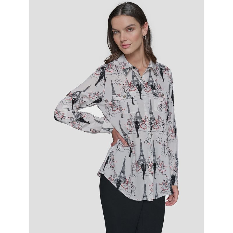 KARL LAGERFELD - Camisa enrollable con estampado