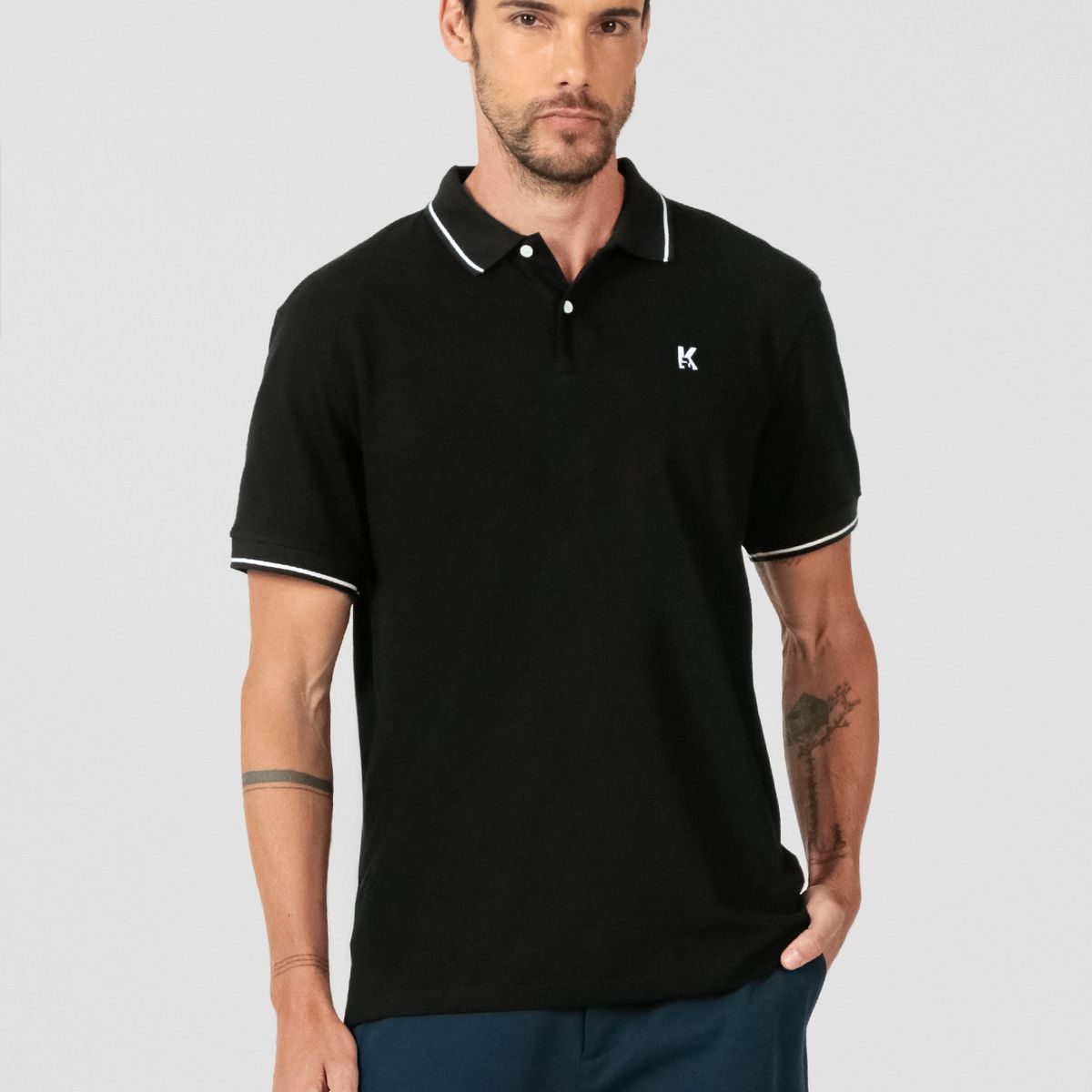 KARL LAGERFELD - Polo con  ribetes en contraste