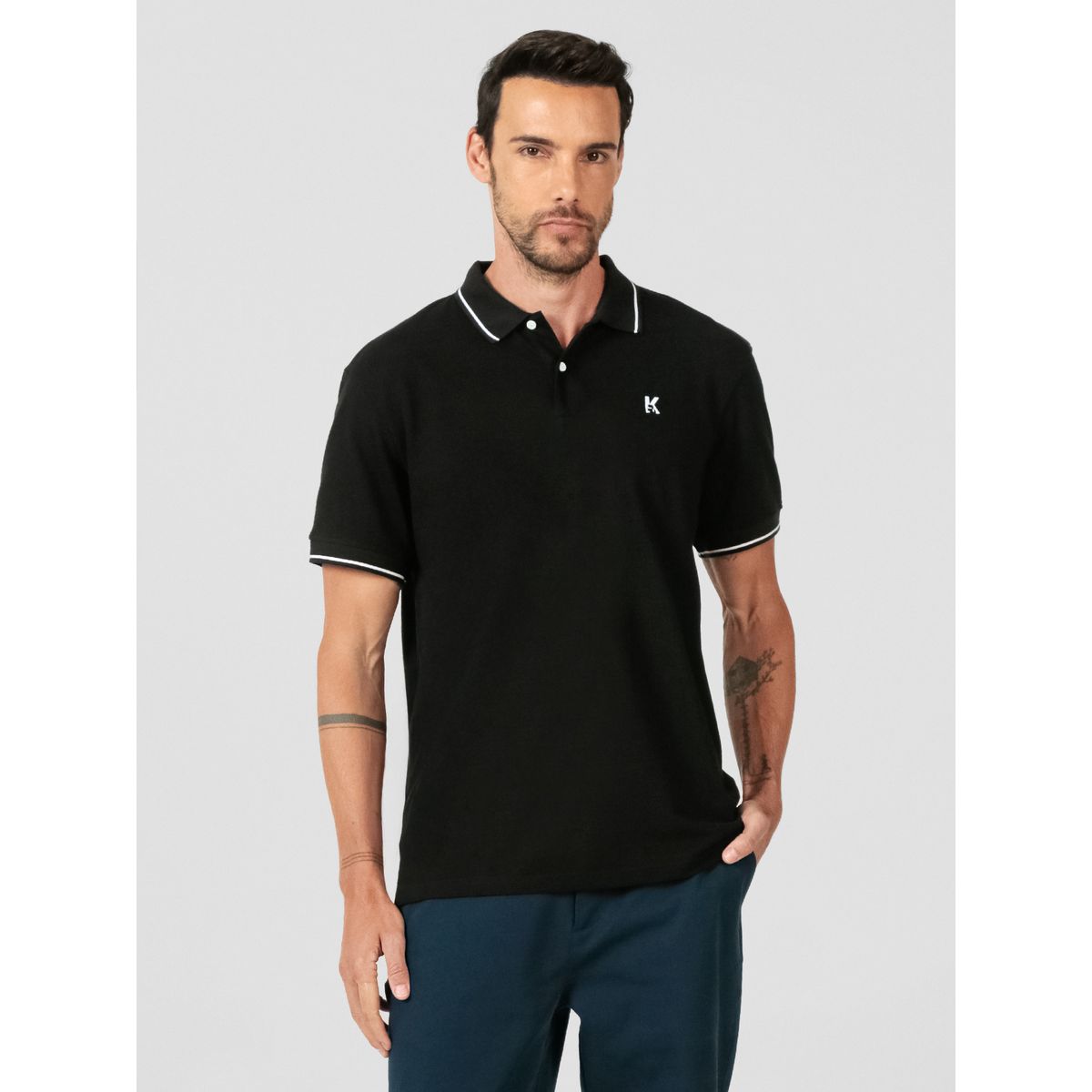 KARL LAGERFELD - Polo con  ribetes en contraste