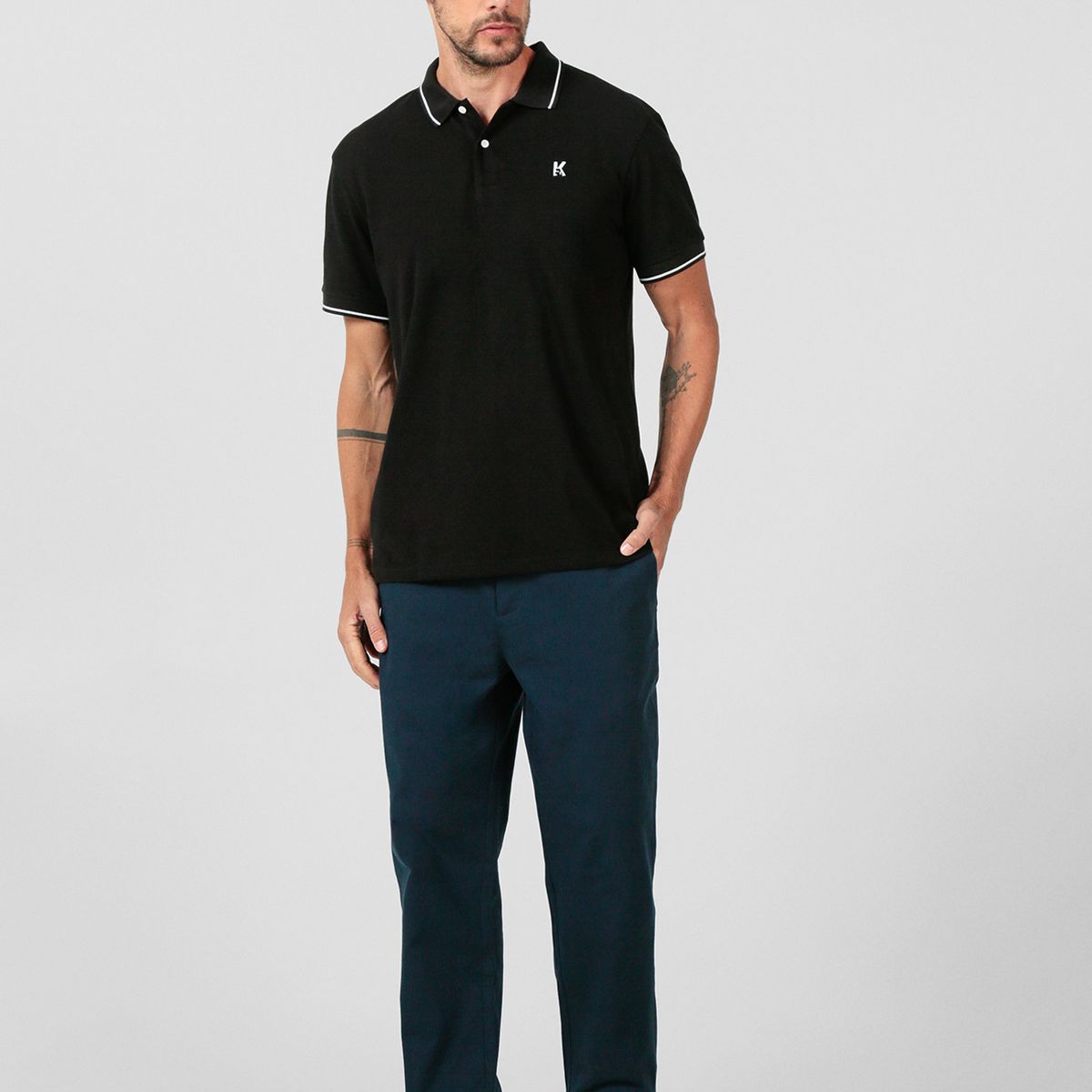 KARL LAGERFELD - Polo con  ribetes en contraste