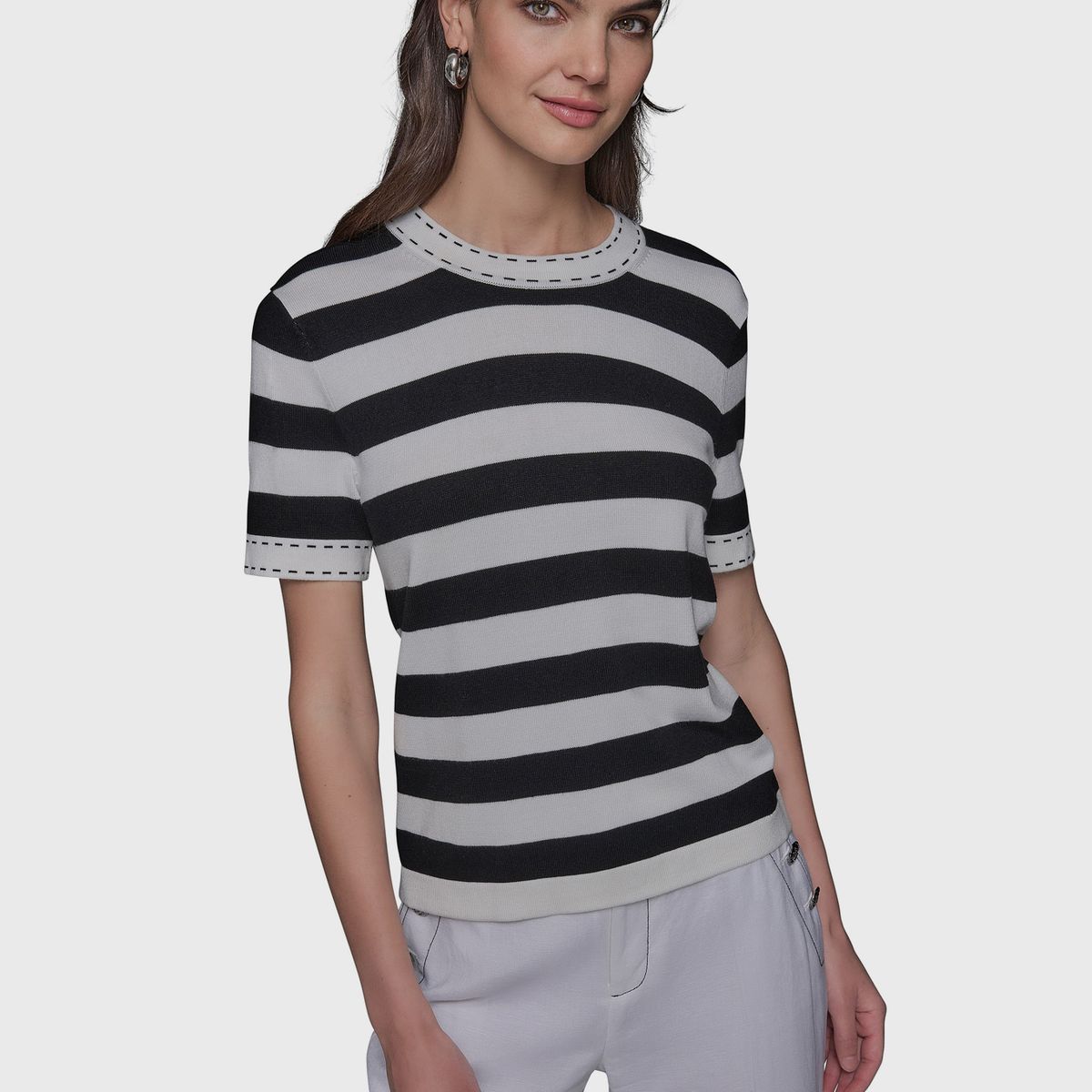 KARL LAGERFELD - Sweater de rayas con cuello redondo