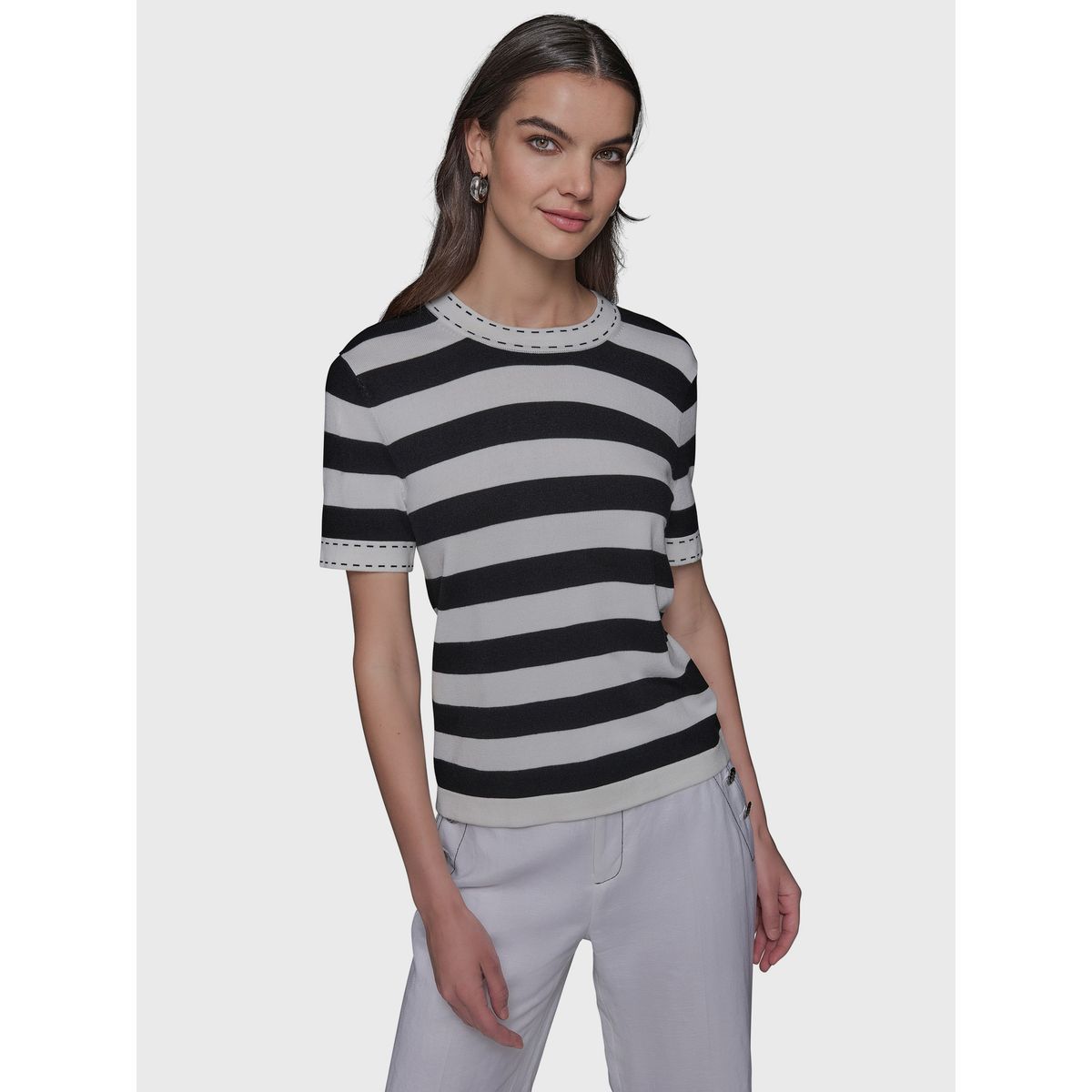 KARL LAGERFELD - Sweater de rayas con cuello redondo