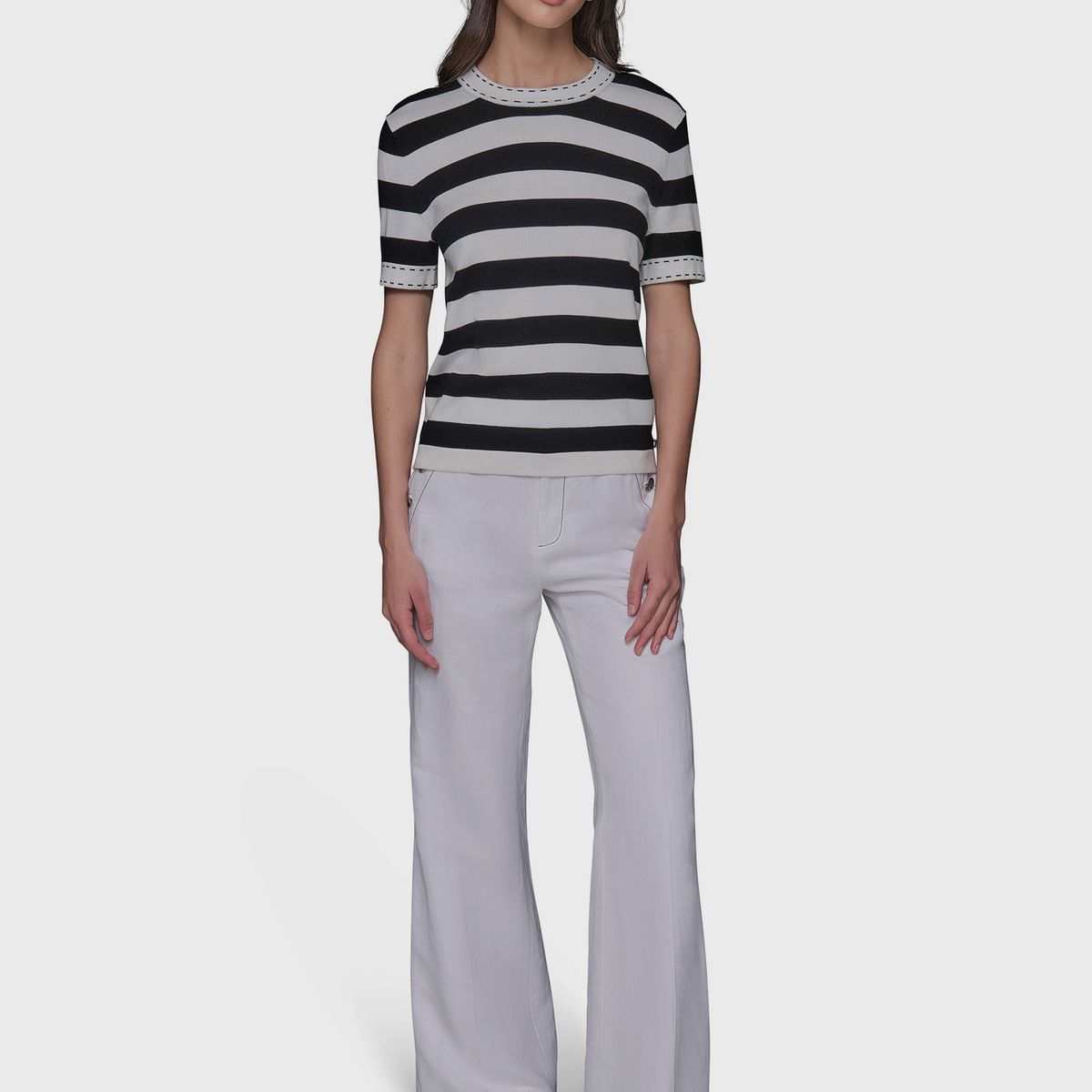 KARL LAGERFELD - Sweater de rayas con cuello redondo