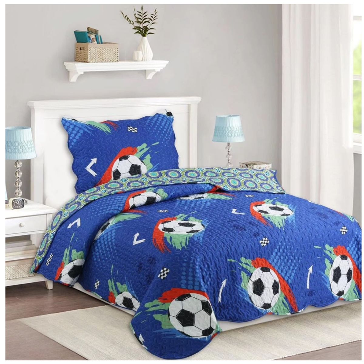 GENERICO - Cubrecama Verano Delgado 1.5 Plazas Quilt Diseño Estampados