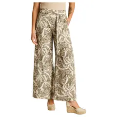 LORENZO DI PONTTI - Pantalón Sport Verde Palazzo No Elasticado Calce Normal