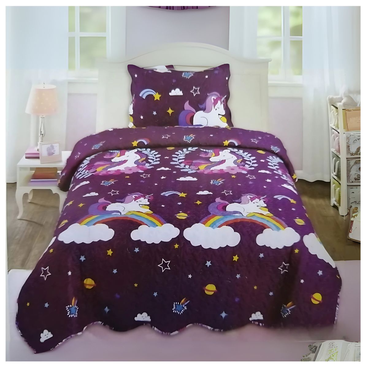 GENERICO - Cubrecama Verano Delgado 1.5 Plazas Quilt Diseño Estampados