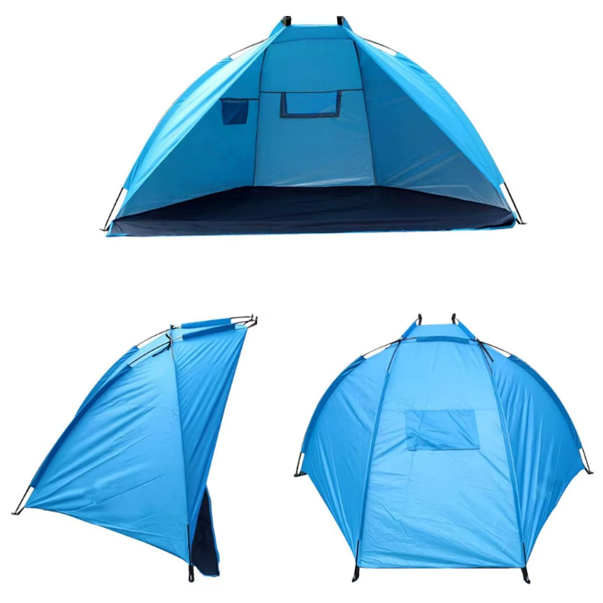 GENERICO - Media Carpa Para Playa Corta Viento Camping 220x120cm Celeste