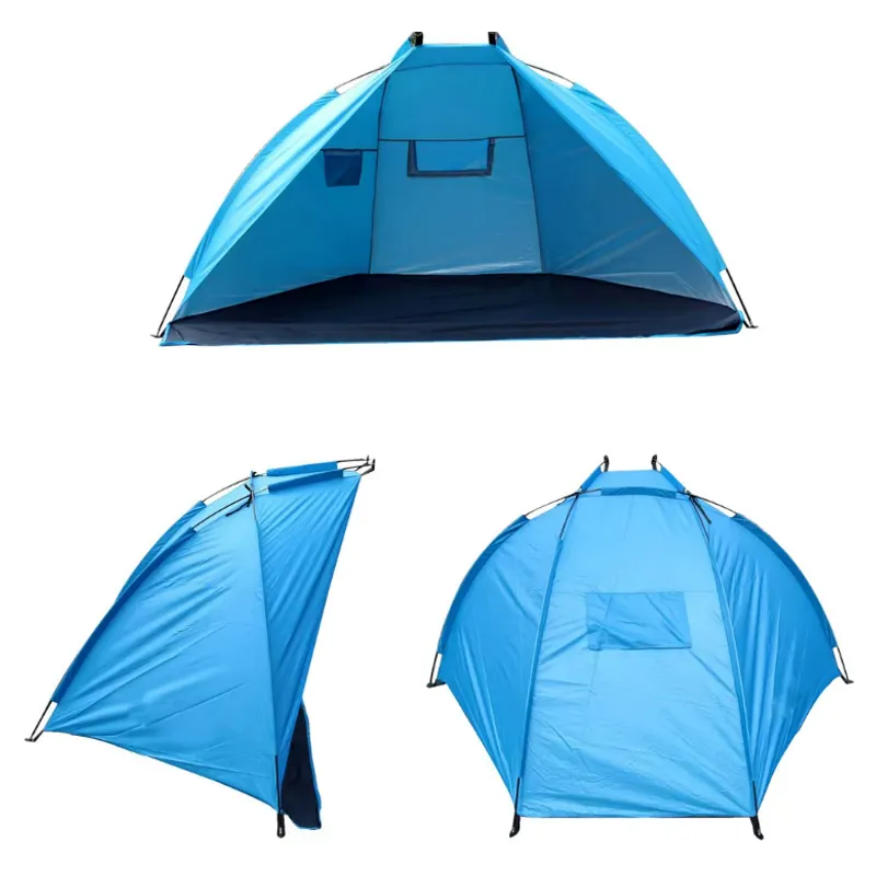 GENERICO - Media Carpa Para Playa Corta Viento Camping 220x120cm Celeste