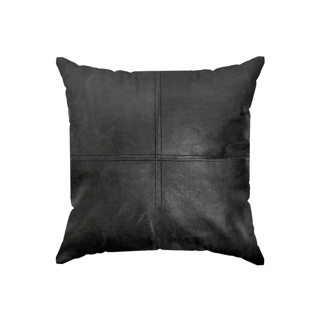 GENERICO - Cojín Decorativo de Cuero Vacuno 50 x 50 cm Mosaico Crash - Negro