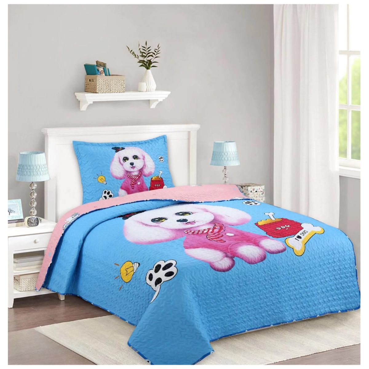 GENERICO - Cubrecama Verano Delgado 1.5 Plazas Quilt Diseño Estampados