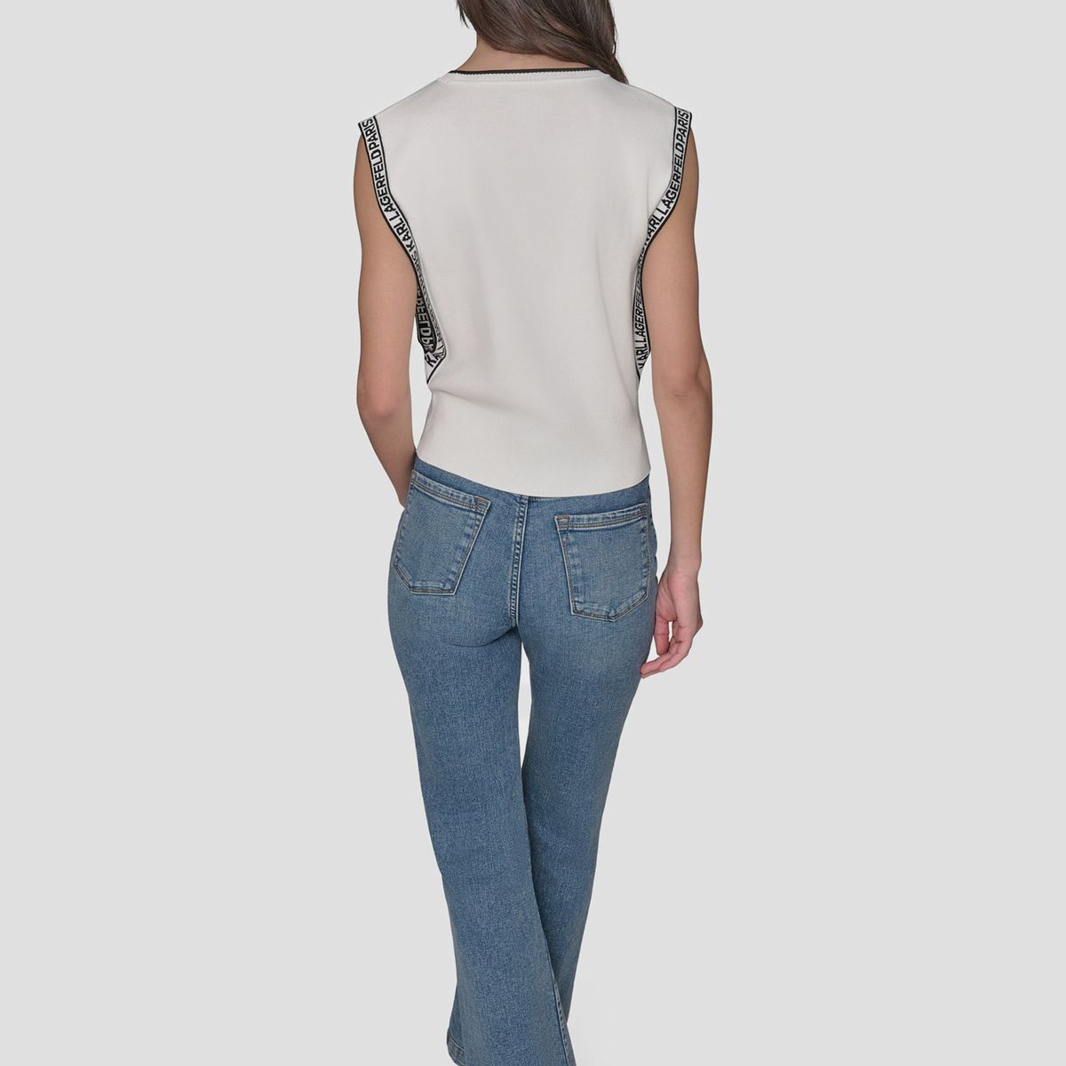 KARL LAGERFELD - Polera sin magas con detalles de fuelle