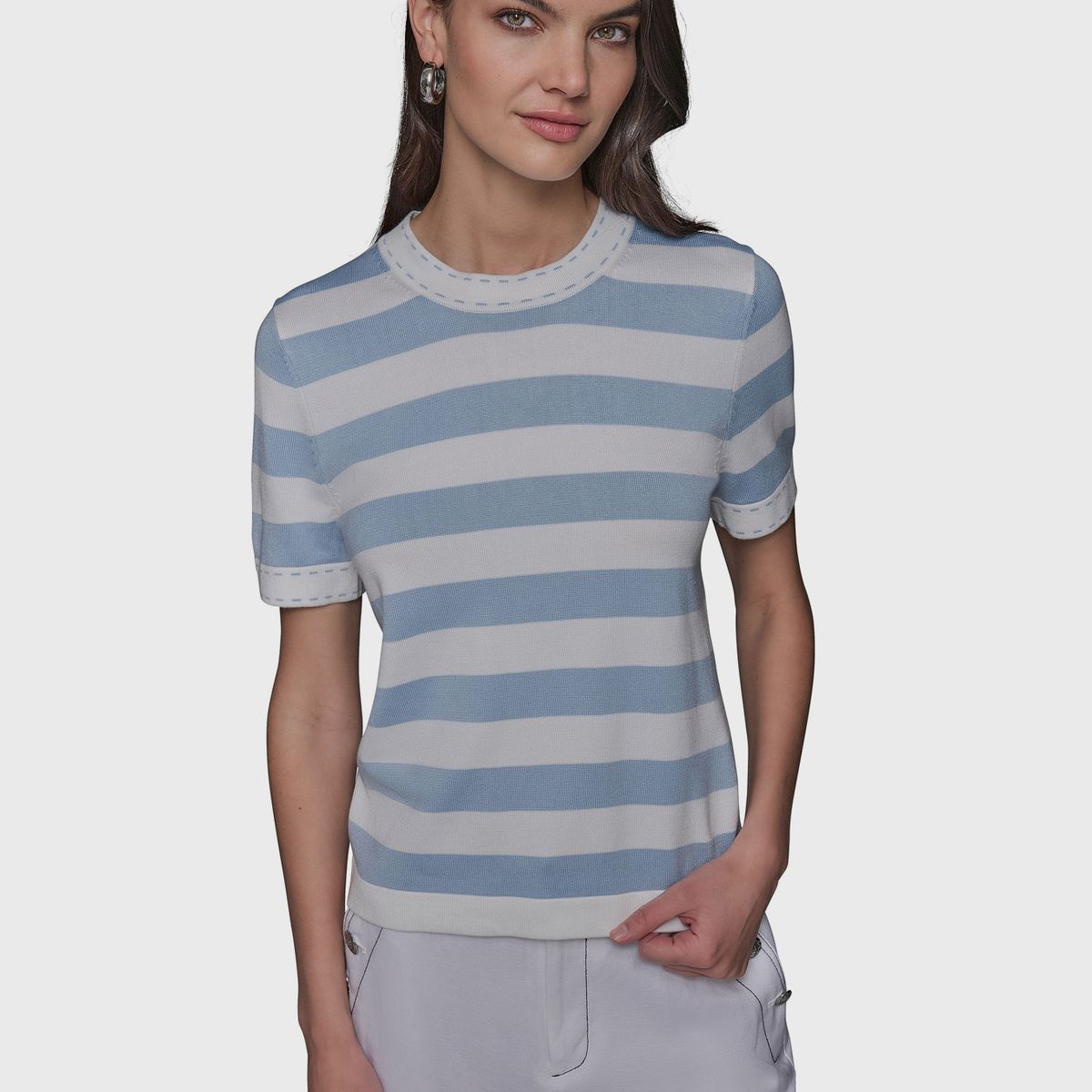KARL LAGERFELD - Sweater de rayas con cuello redondo