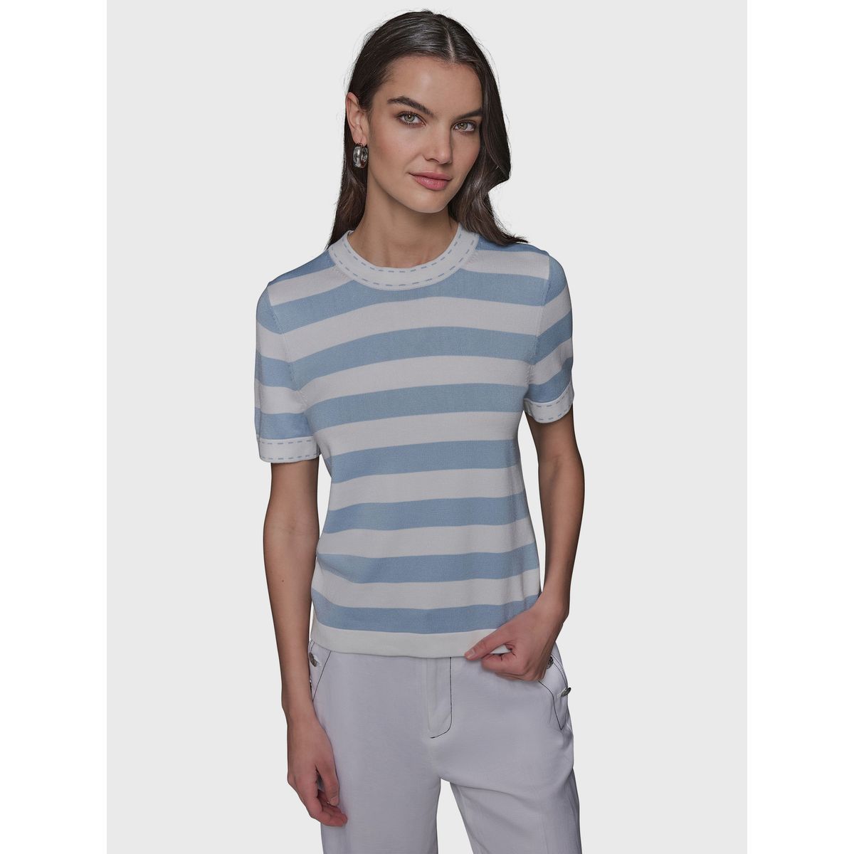 KARL LAGERFELD - Sweater de rayas con cuello redondo